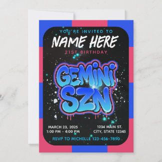 It's Gemini Season Zodiac Birthday Invitation