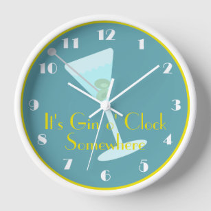 It's Gin o'Clock Somewhere - martini glass Clock