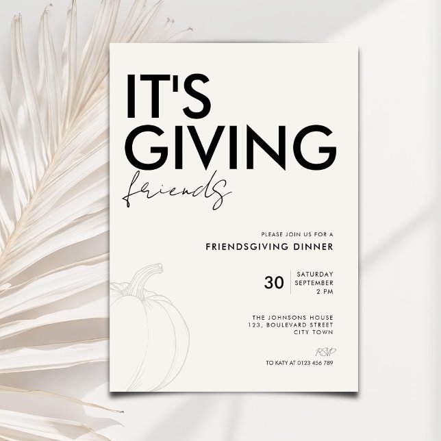 It's Giving Friends - Elegant SImple Friendsgiving Invitation (Creator Uploaded)