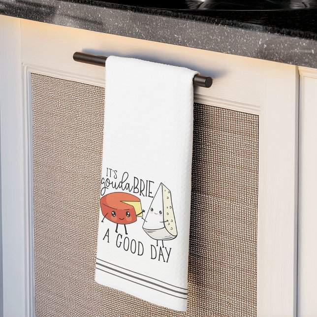 It's Gouda Brie A Good Day Cute Funny Cheese Pun Tea Towel (Creator Uploaded)