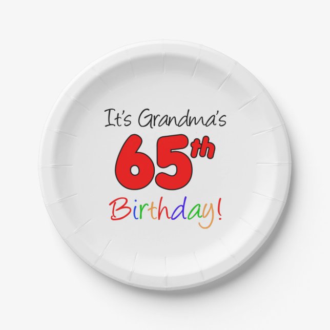 It's Grandma's 65th Birthday Party Plates (Front)