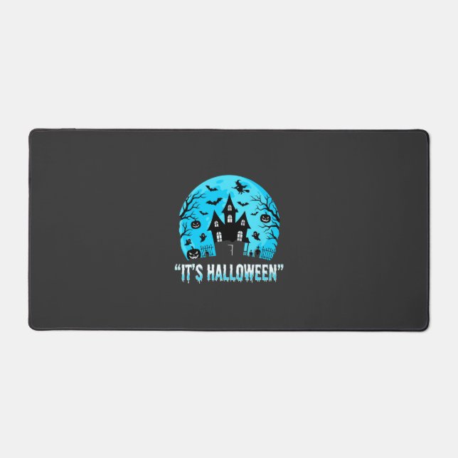 It's Halloween Haunted House Bat Design Desk Mat (Front)