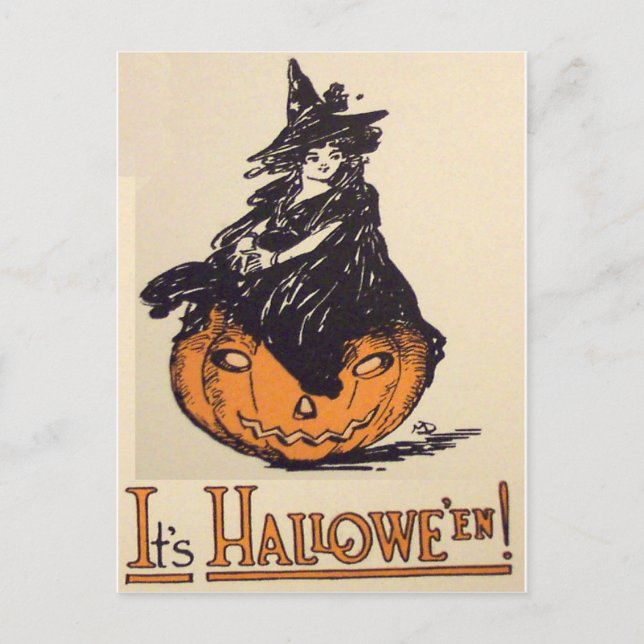 It's Halloween! (Vintage Halloween Card) Postcard (Front)