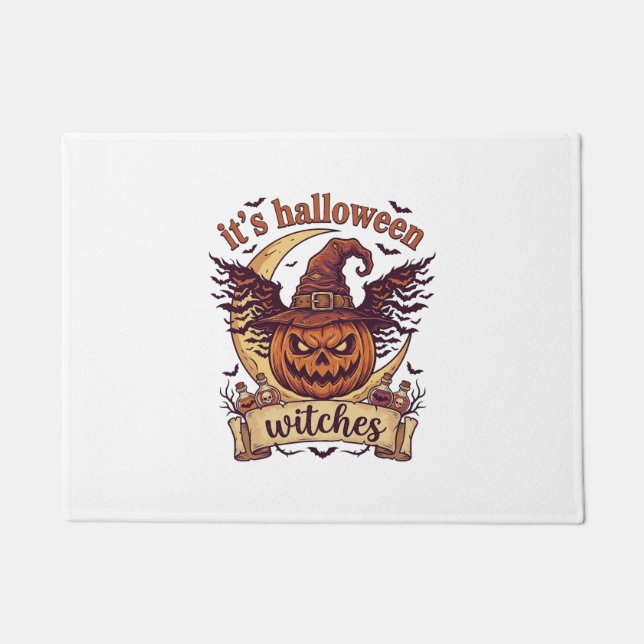 Its Halloween Witches Pumpkin Witch Hat Moon_1 Doormat (Front)