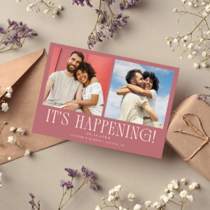It's Happening 2-Photo Pink Wedding Save The Date