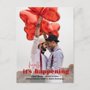 It's Happening Fun Photo Engagement Announcement Postcard