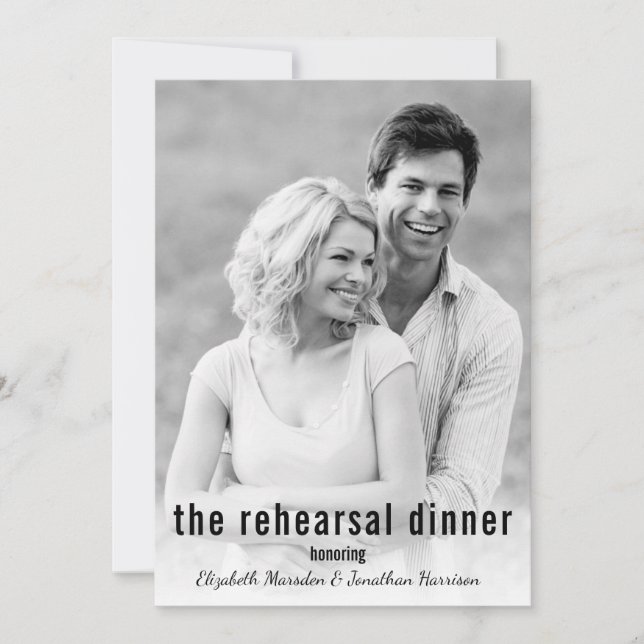 It's Happening Minimalist Photo Rehearsal Dinner Invitation (Front)