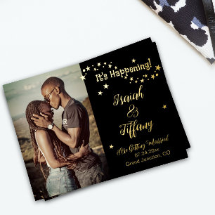 It's Happening Star-Studded Save the Date Photo Foil Invitation Postcard