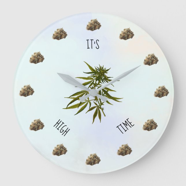 It's High Time Weed Bud Personalised Large Clock (Front)