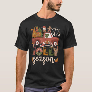 It's Holly Season 60s 70s Retro Hippie Christmas T-Shirt
