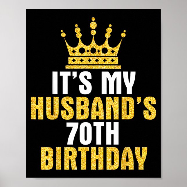 It's Husband 70th Birthday Happy Illustration Poster (Front)