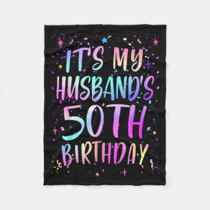 It's Husband's 50th Birthday Colorful Design Fleece Blanket
