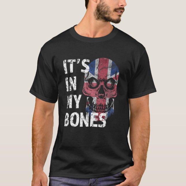 It's In My Bones British Flag Union Jack England U T-Shirt (Front)