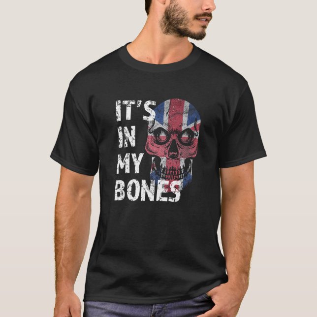 It's In My Bones British Flag Union Jack England U T-Shirt (Front)