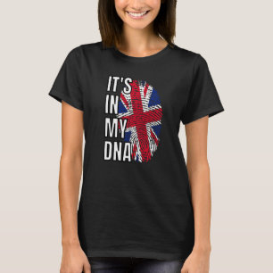 Its In My Dna British Flag United Kingdom Fingerpr T-Shirt