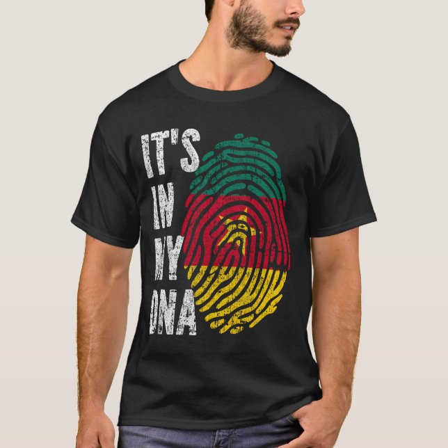 IT'S IN MY DNA Cameroon Flag Men Women Kids T-Shirt (Front)