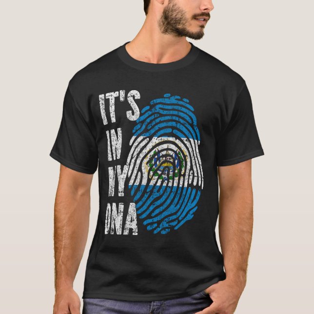 IT'S IN MY DNA El Salvador Flag Men Women Kids T-Shirt (Front)