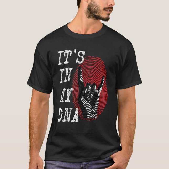 IT'S IN MY DNA Hand Horns Fingerprint Punk Rock Di T-Shirt (Front)