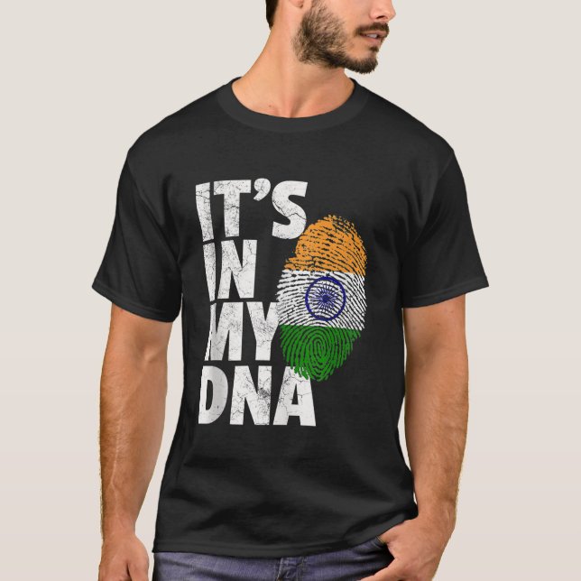 ITS IN MY DNA Indian India Flag Pride Men Women Gi T-Shirt (Front)
