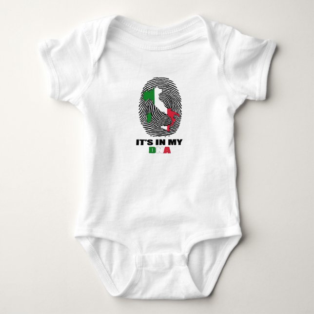It's In My DNA Italy Patriotic Proud Italian Baby Bodysuit (Front)