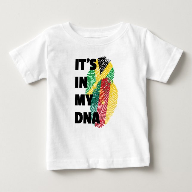 It's In My DNA - Jamaica & Cameroon Fingerprint Baby T-Shirt (Front)