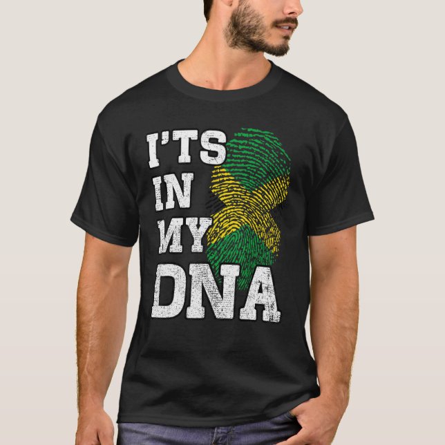 It's In My DNA Jamaican Fingerprint Proud Jamaica  T-Shirt (Front)