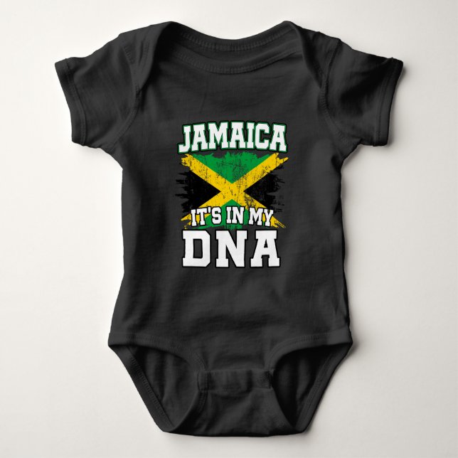 It's In My DNA Jamaican Pride Jamaica Flag Lover Baby Bodysuit (Front)