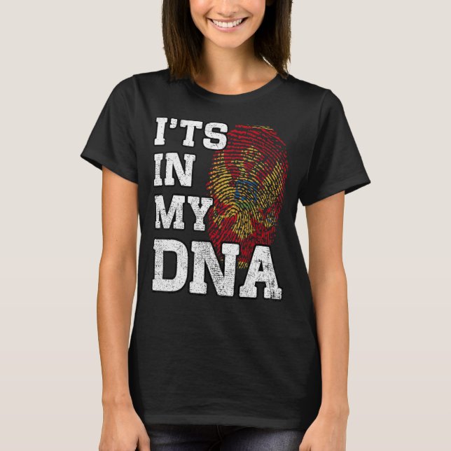 It's In My DNA Montenegrin Fingerprint Proud Monte T-Shirt (Front)