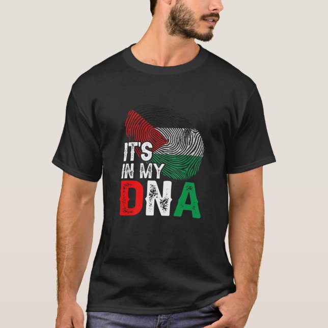 It's In My DNA Palestine Flag Fingerprint Patrioti T-Shirt (Front)