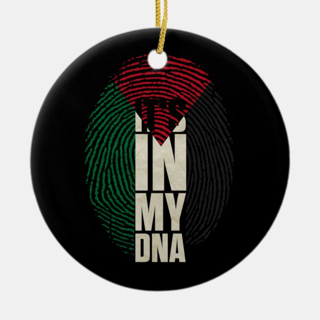 It's In My DNA Palestinian Arabic Palestine Flag Ceramic Tree Decoration (Front)