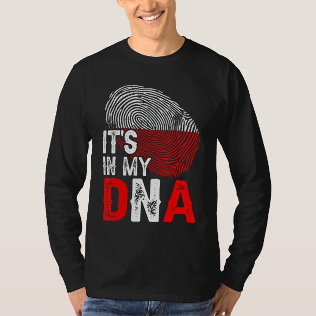 It's In My Dna Poland Flag Fingerprint Patriotic T-Shirt (Front)