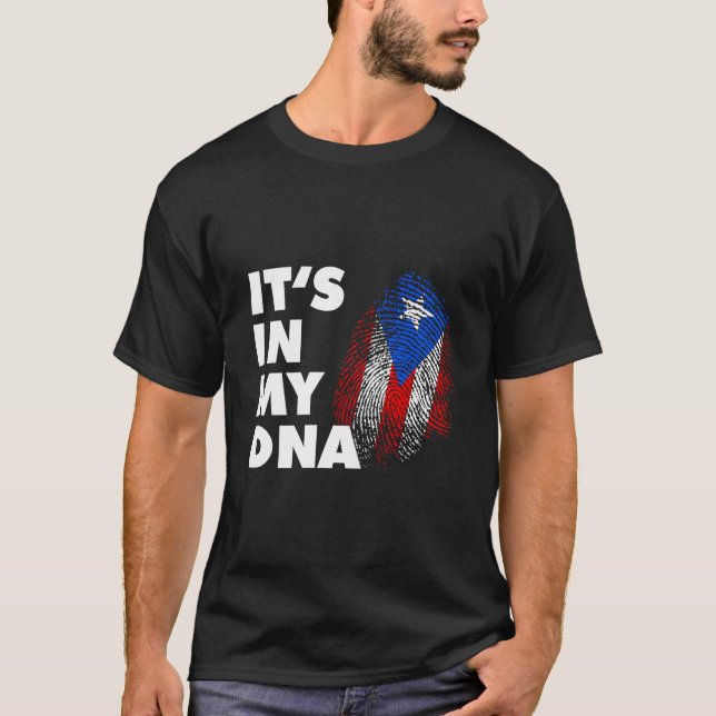 It'S In My Dna Puerto Rico Finger Print Boricua Fl T-Shirt (Front)