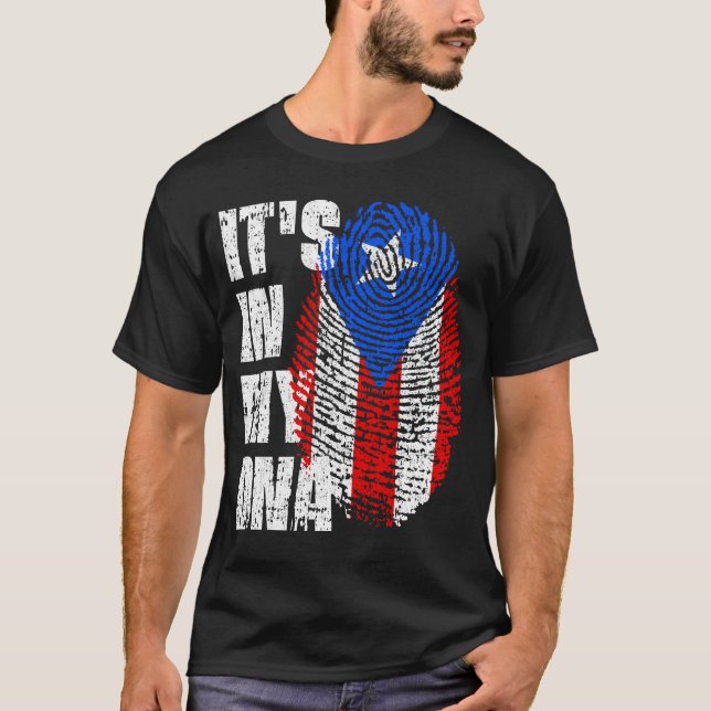 IT'S IN MY DNA Puerto Rico Flag Boy Girl Gift T-Shirt (Front)