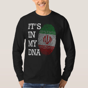 It's in my DNA quote Flag of Iran fingerprint T-Shirt