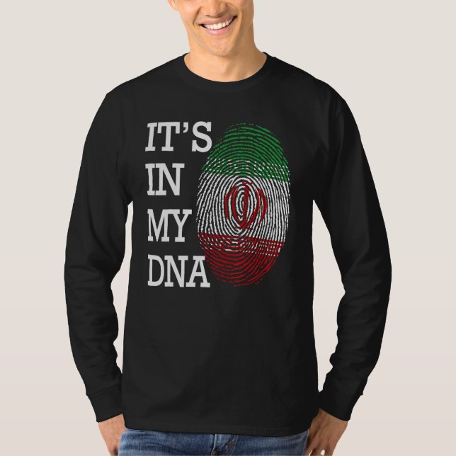 It's in my DNA quote Flag of Iran fingerprint T-Shirt (Front)