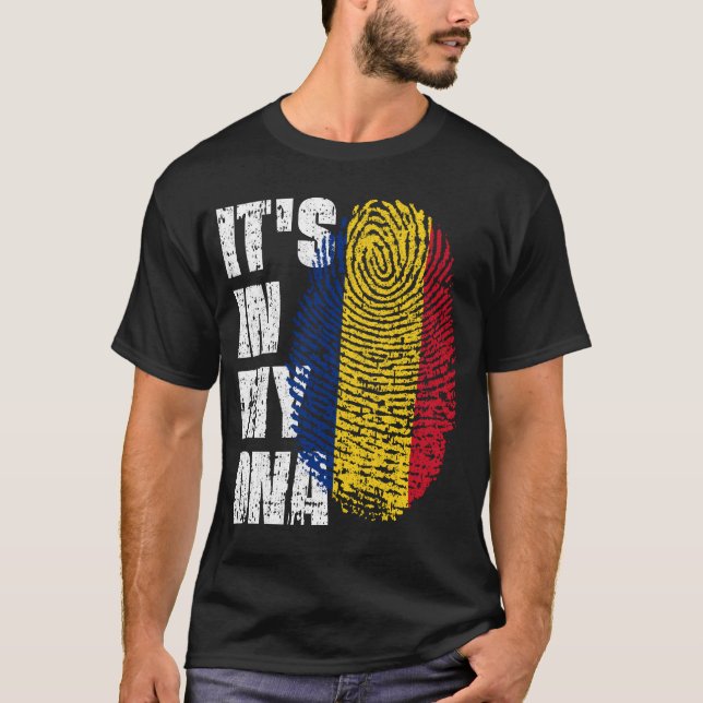 IT'S IN MY DNA Romania Flag Boy Girl Gift T-Shirt (Front)