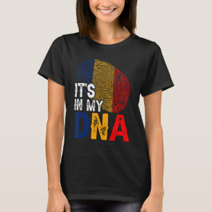 It's In My Dna Romania Flag Fingerprint Patriotic T-Shirt