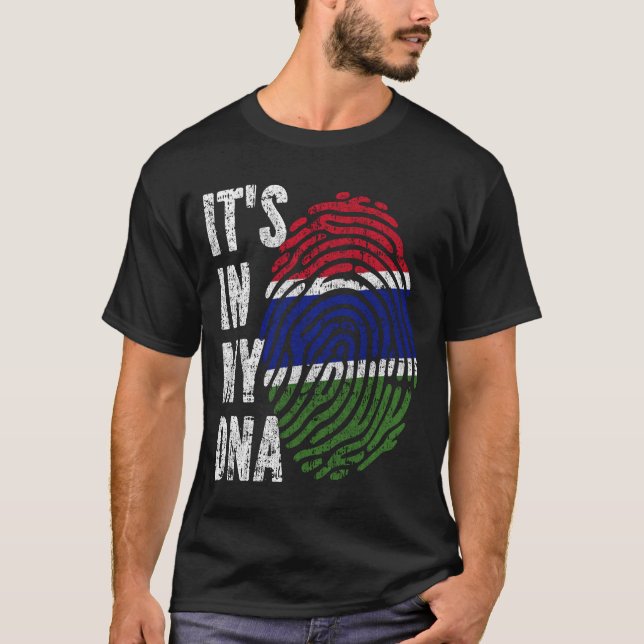 IT'S IN MY DNA The Gambia Flag Men Women Kids T-Shirt (Front)