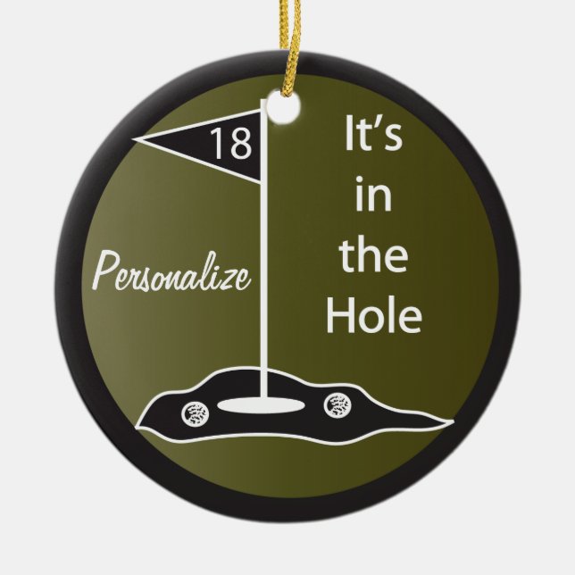 It's in the Hole Golf Ceramic Tree Decoration (Front)