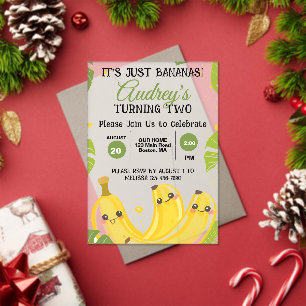 It's Just Bananas Yellow Any Age Birthday Party Acrylic Invitations