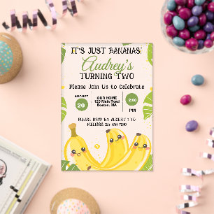 Its Just Bananas Yellow Any Age Birthday Party Acrylic Invitations