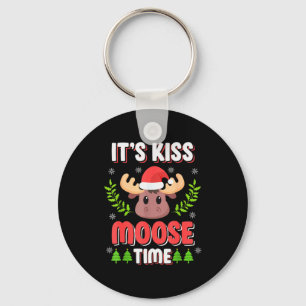 It's Kiss Moose Time Play On Words For Christmas Key Ring