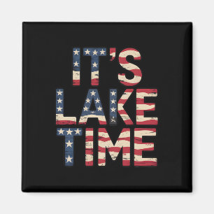 It's Lake Time Patriotic American Flag Usa 4th Of Magnet