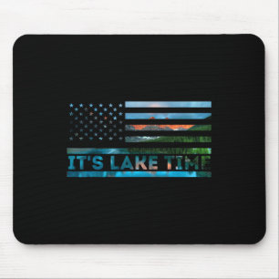 It's Lake Time Sunset American Flag Summer Vacatio Mouse Pad