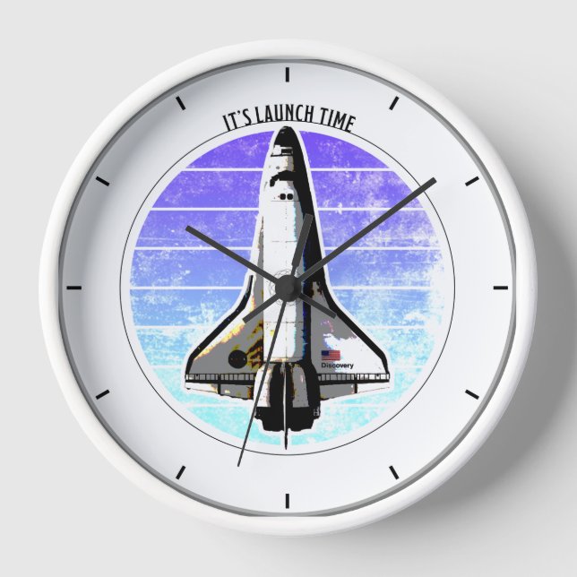 It's Launch Time Space Shuttle Discovery Moonrise Clock (Front)