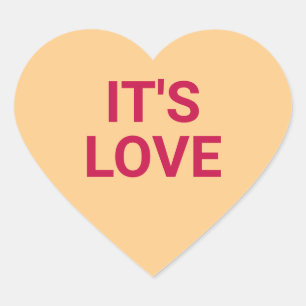 It's love orange cute Valentine's Day conversation Heart Sticker