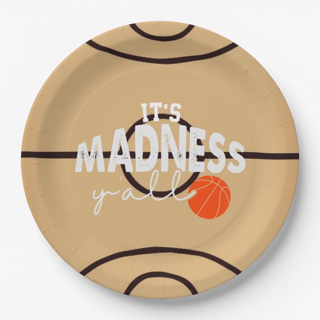 It's Madness Y'all Basketball Watch Party Paper Plate (Front)
