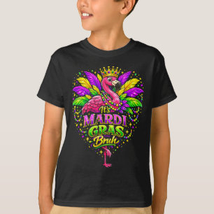 Its Mardi Gras Bruh Cute Flamingo Mardi Gras Carni T-Shirt