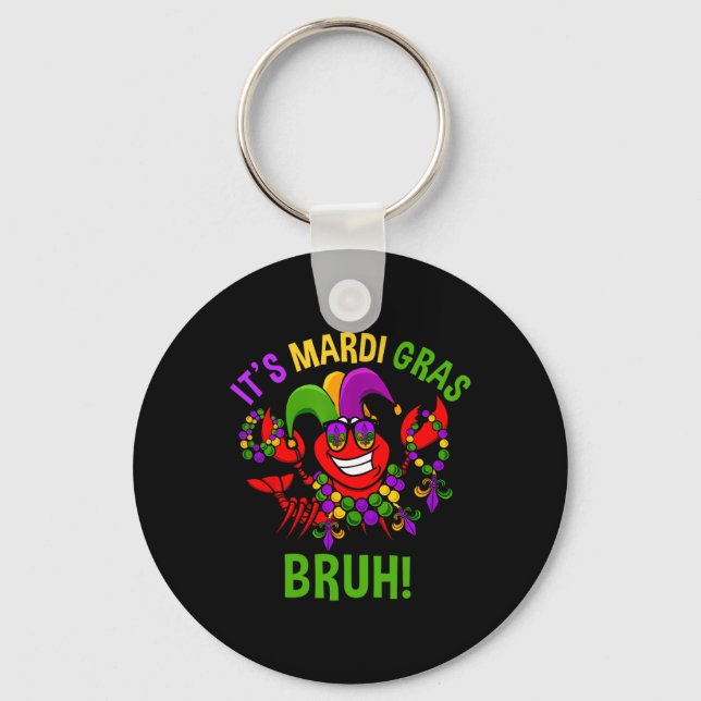 It's Mardi Gras Bruh Dabbing Crawfish Carnival Kid Key Ring (Front)