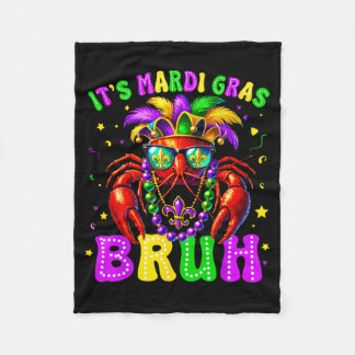 Its Mardi Gras Bruh Funny Crawfish Outfit Boys Gir Fleece Blanket